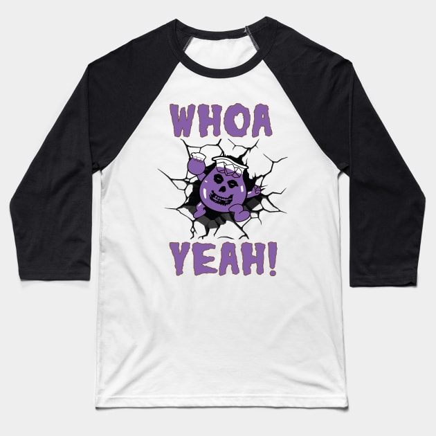 Ghoul Aid - Whoa Yeah! Crimson Ghost Mashup Purple Baseball T-Shirt by Controlled Chaos